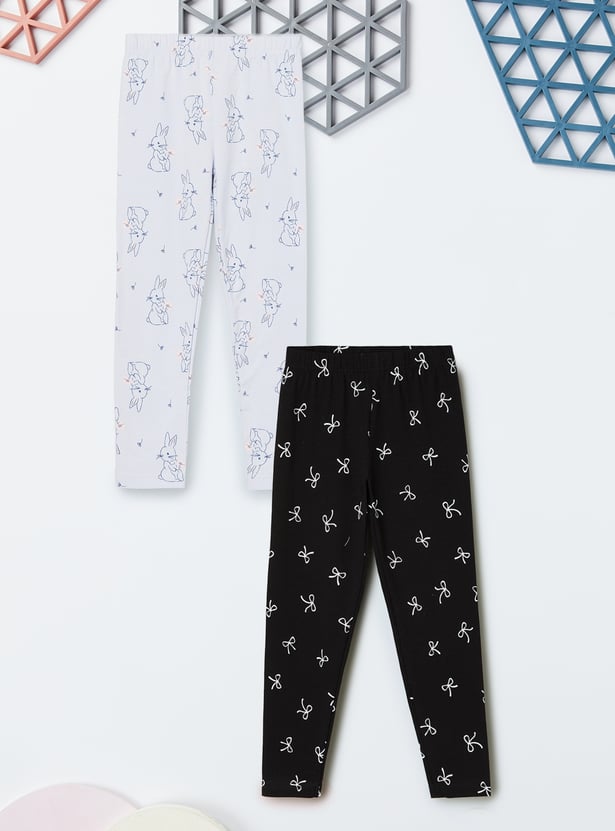 Girls Printed Leggings - Pack of 2