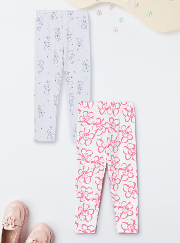 Girls Printed Leggings - Pack of 2