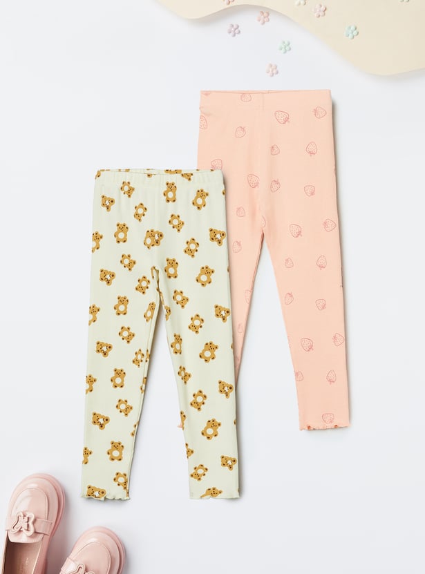 Girls Printed Leggings - Pack of 2