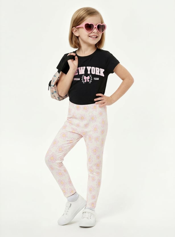Girls Printed Leggings - Pack of 2