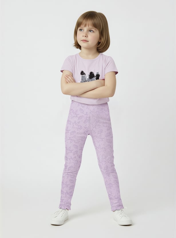 Girls Printed Leggings - Pack of 2