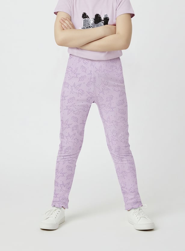 Girls Printed Leggings - Pack of 2