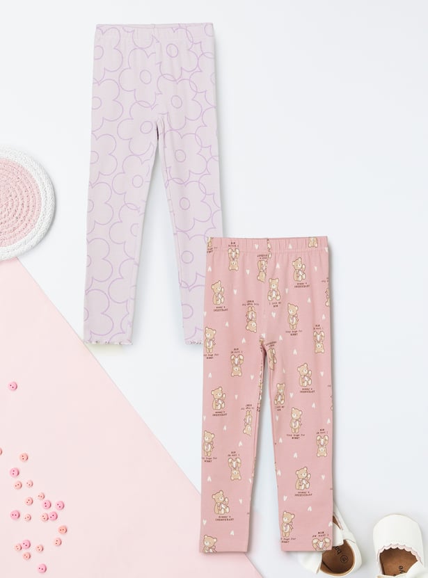 Girls Printed Leggings - Pack of 2