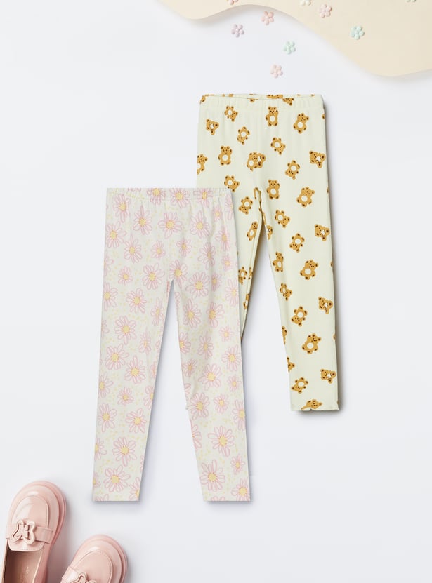 Girls Printed Leggings - Pack of 2
