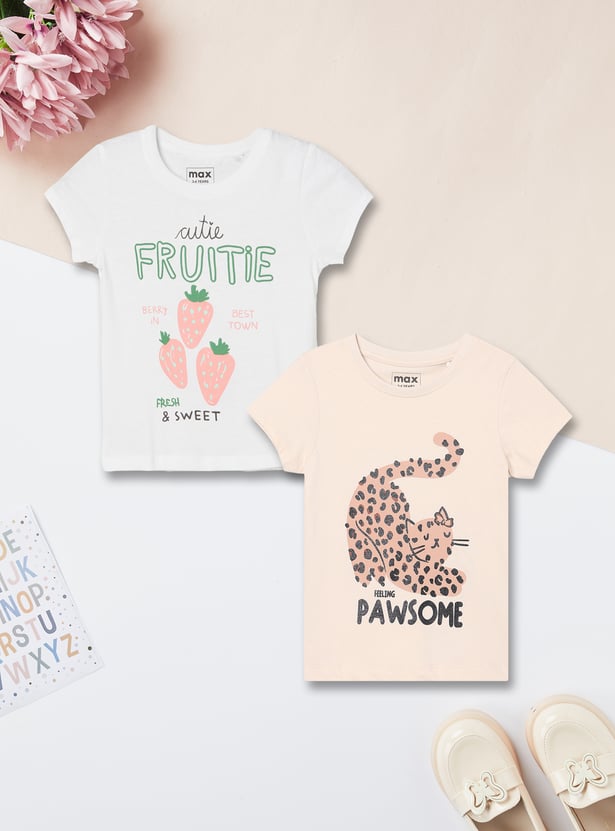Girls Printed T-shirt - Pack of 2