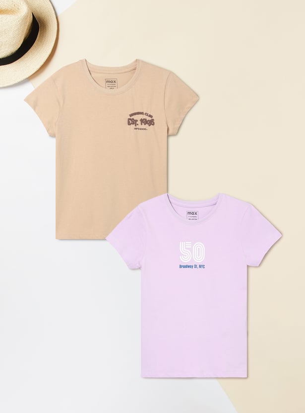 Girls Printed T-shirts - Pack of 2