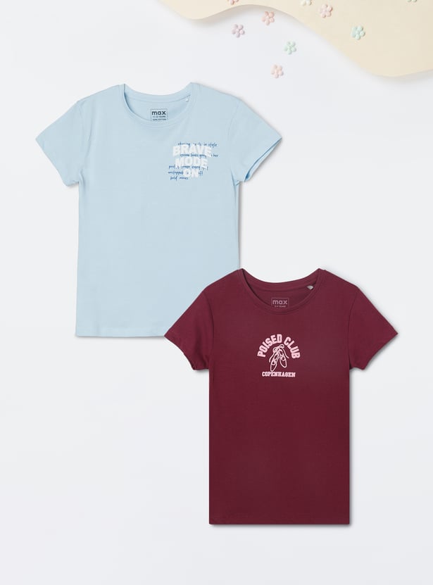 Girls Printed T-shirt - Pack of 2