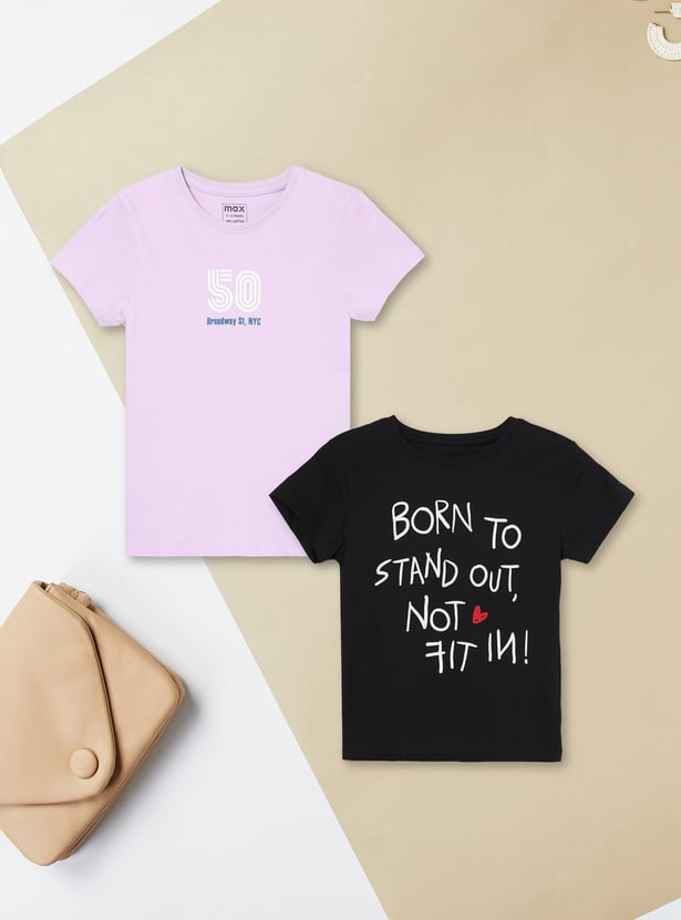Girls Printed T-shirts - Pack of 2