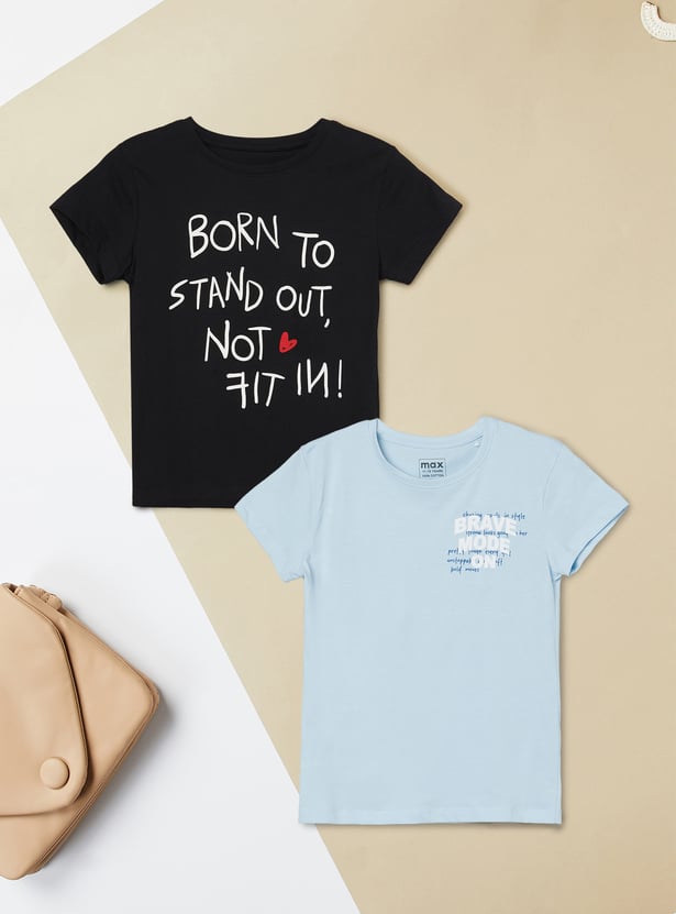 Girls Printed T-shirt - Pack of 2