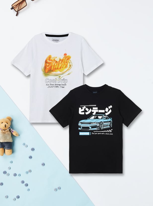 Boys Graphic Print T-shirt - Pack of 2