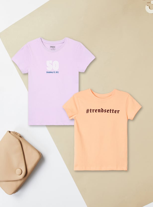 Girls Printed T-shirt - Pack of 2