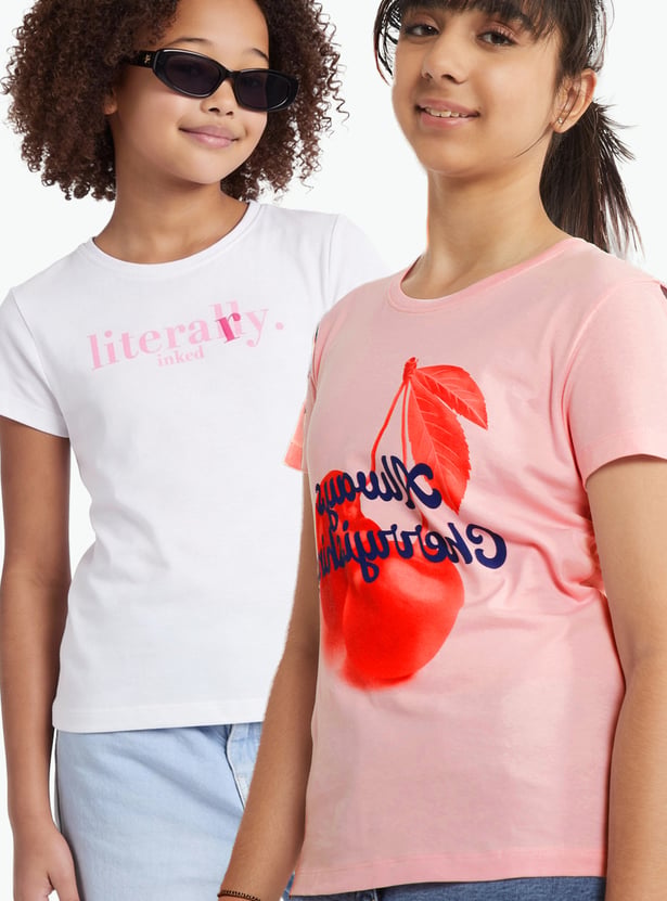 Girls Printed T-shirts - Pack of 2