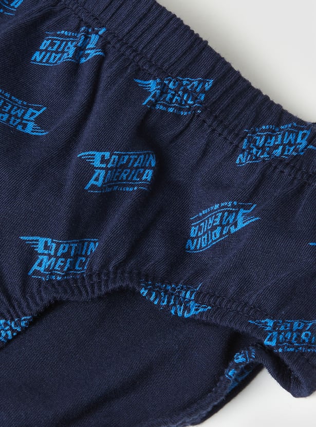 Boys Assorted Captain America Printed Elasticated Briefs - Pack of 3
