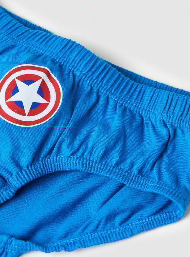 Boys Assorted Captain America Printed Elasticated Briefs - Pack of 3