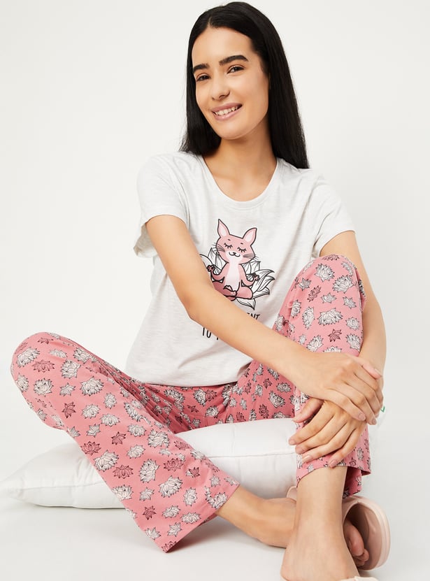 Women Cotton Printed PJ Set