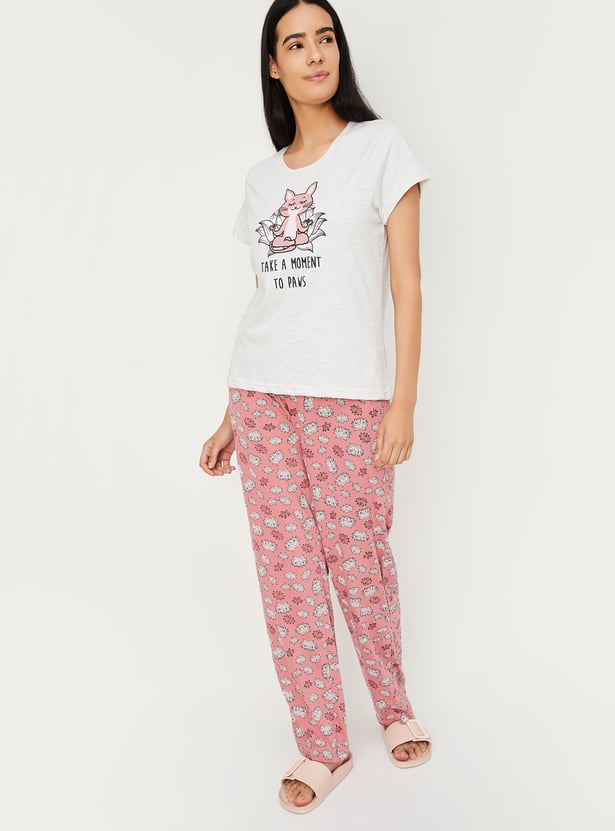 Women Cotton Printed PJ Set