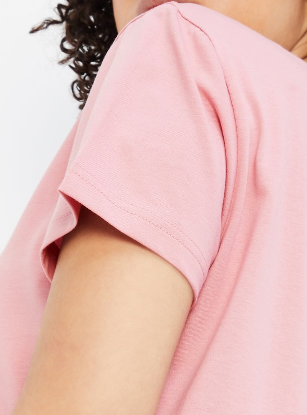 Women Graphic Printed Short Sleeves Chemise