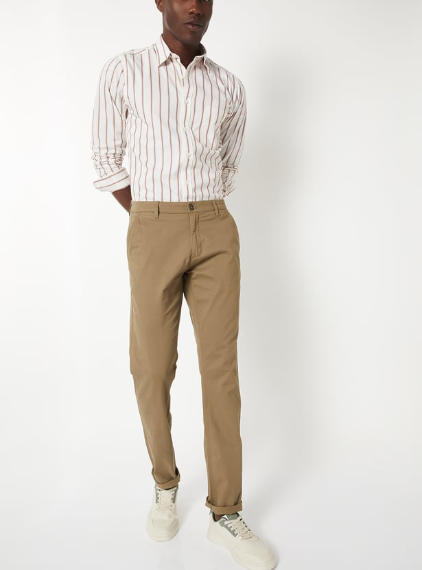 Men Solid Slim Fit Chinos Trousers