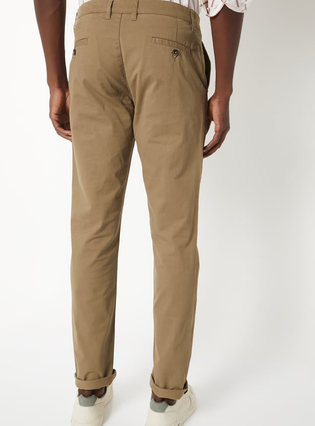 Men Solid Slim Fit Chinos Trousers