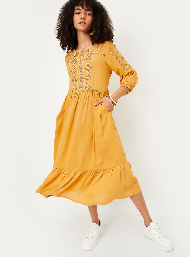 Women Embroidered Midi Dress