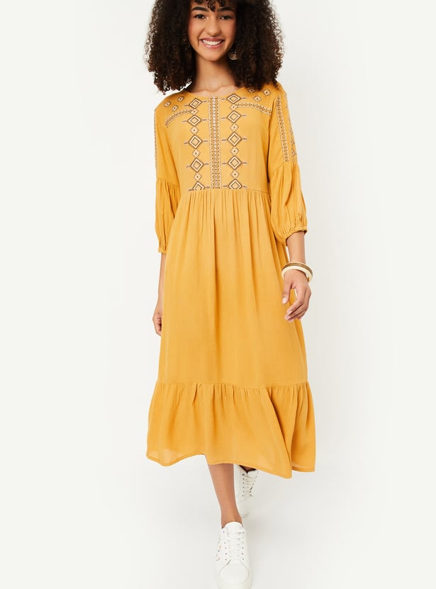 Women Embroidered Midi Dress