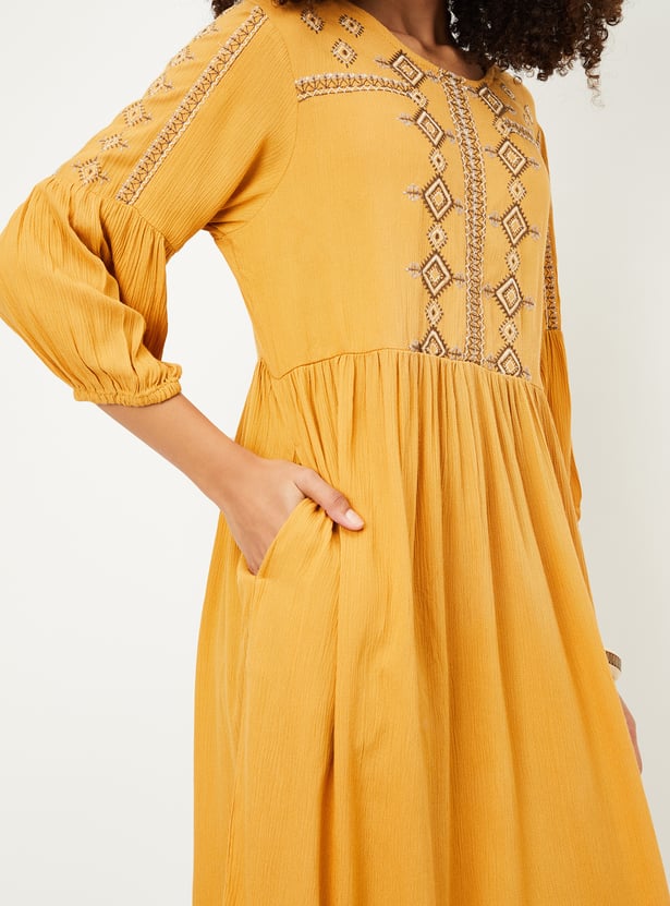 Women Embroidered Midi Dress