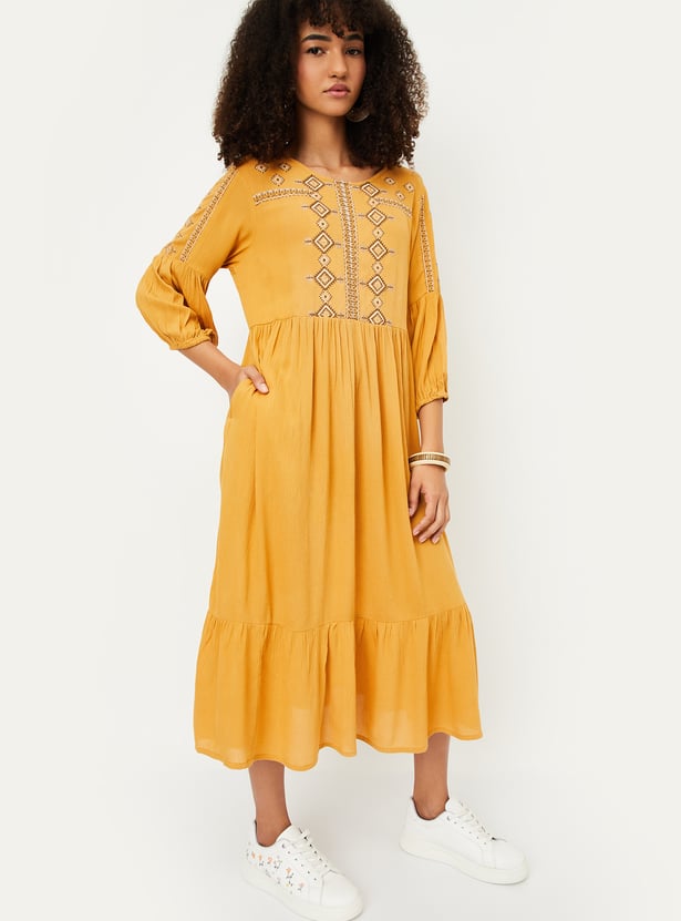 Women Embroidered Midi Dress