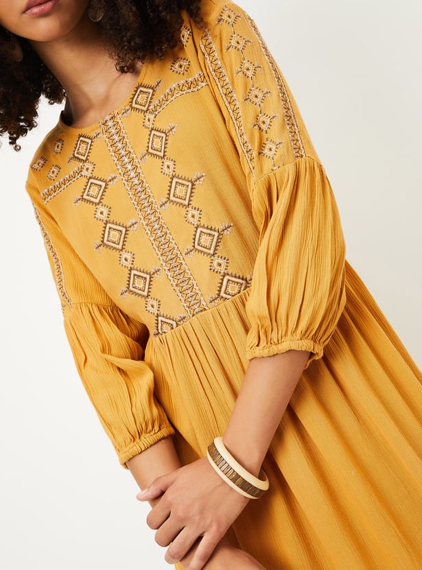 Women Embroidered Midi Dress