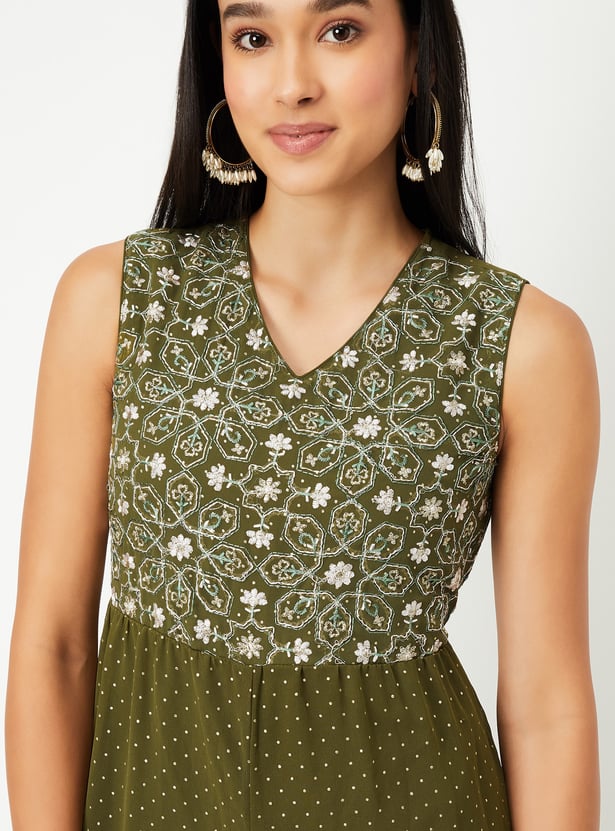 Women Embroidered Tiered Jumpsuit