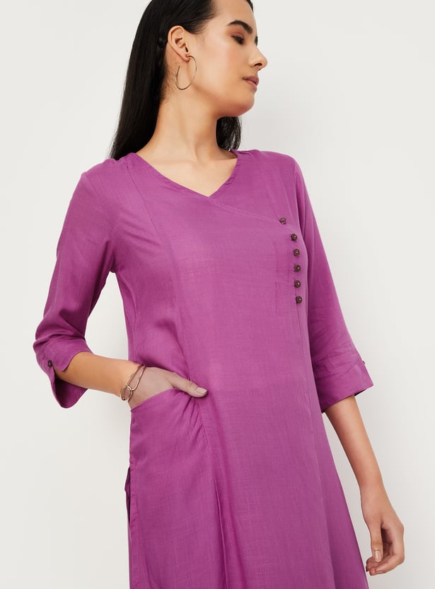 Women Solid Kurta with Pocket