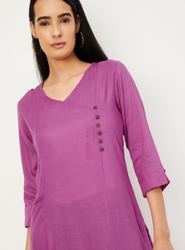 Women Solid Kurta with Pocket