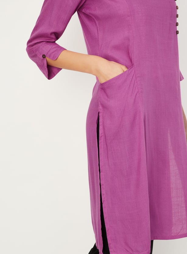 Women Solid Kurta with Pocket