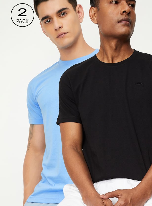 Men Solid Lounge T-shirts - Pack of 2