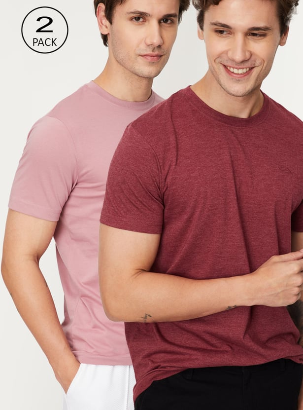 Men Solid Loungewear T-shirts - Pack of 2