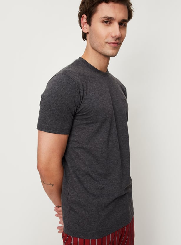 Men Solid Loungewear T-shirts - Pack of 2