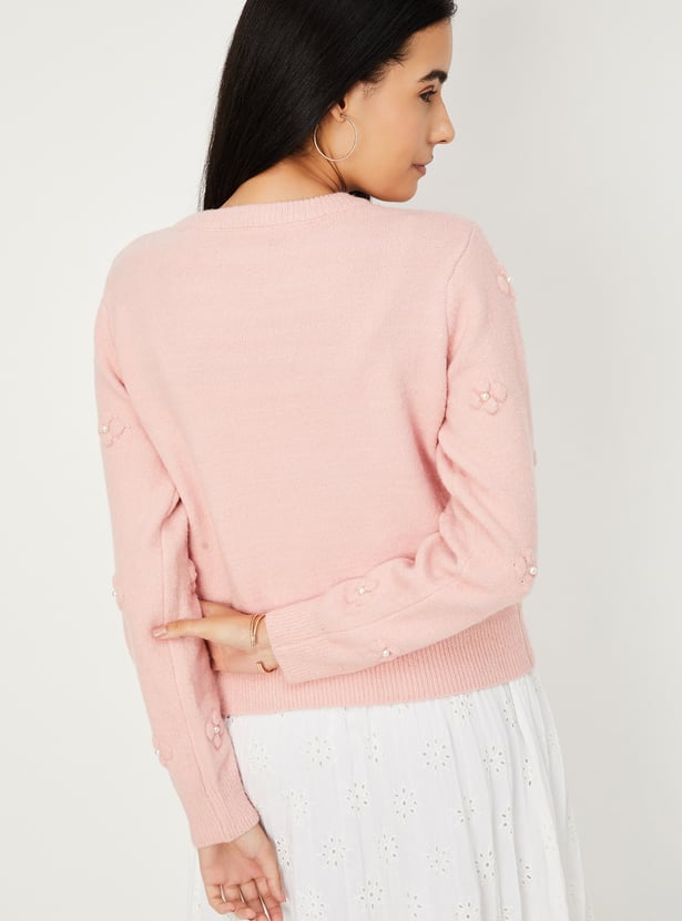 Buy Women Pearl Embellished Sweater Online at just Rs