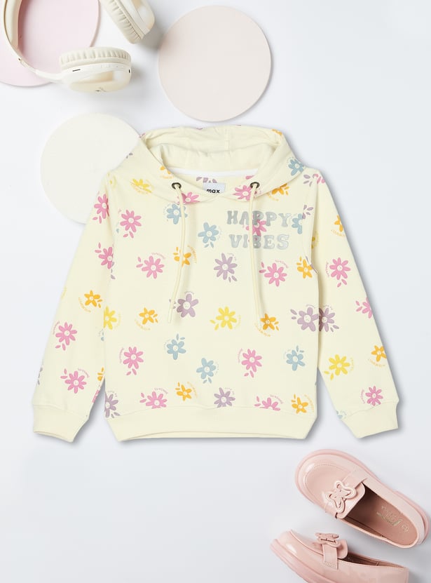 Girls Printed Hooded Sweatshirt