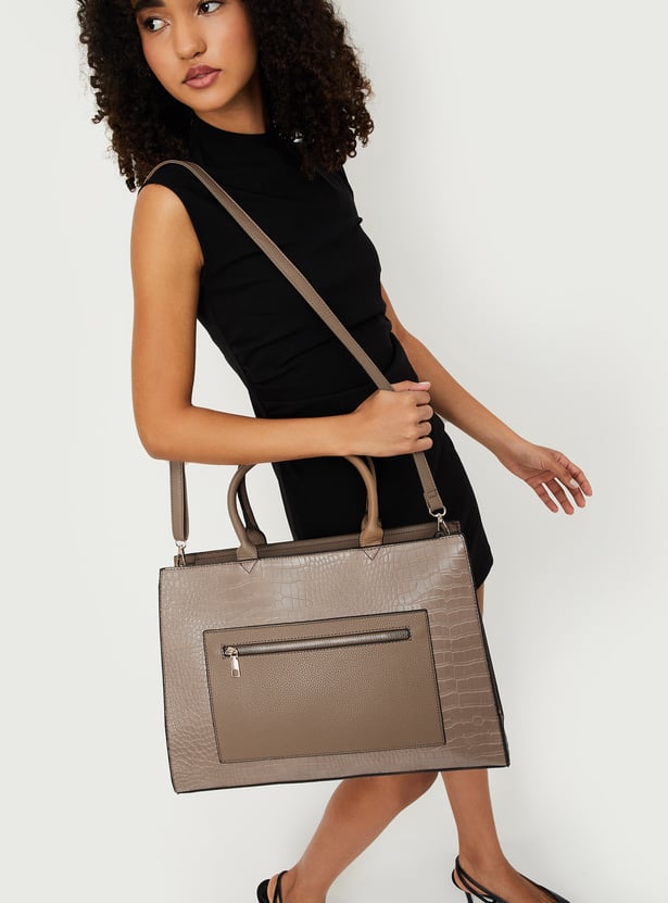 Women Croc-Textured Handheld Bag