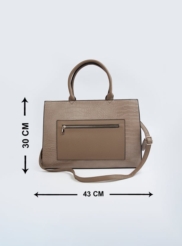 Women Croc-Textured Handheld Bag