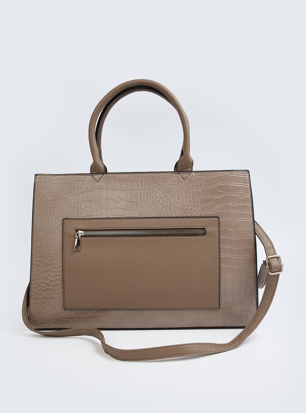 Women Croc-Textured Handheld Bag