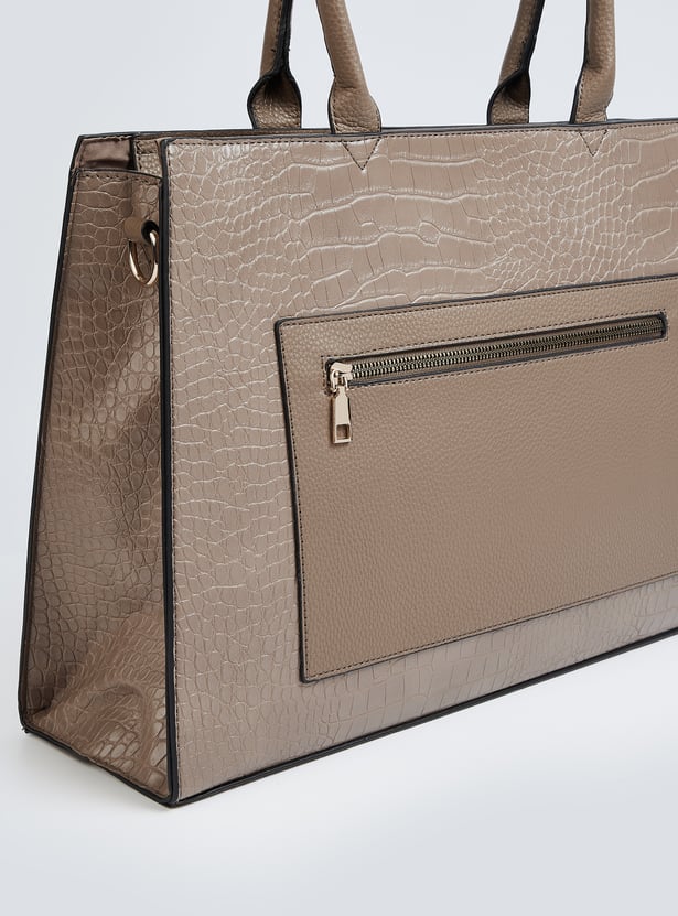 Women Croc-Textured Handheld Bag