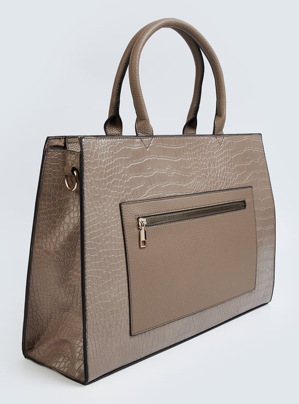 Women Croc-Textured Handheld Bag