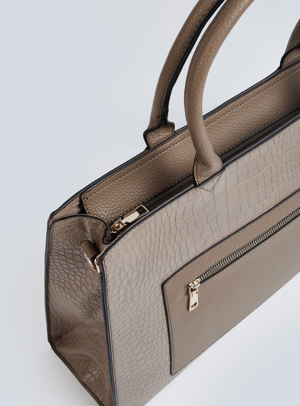 Women Croc-Textured Handheld Bag