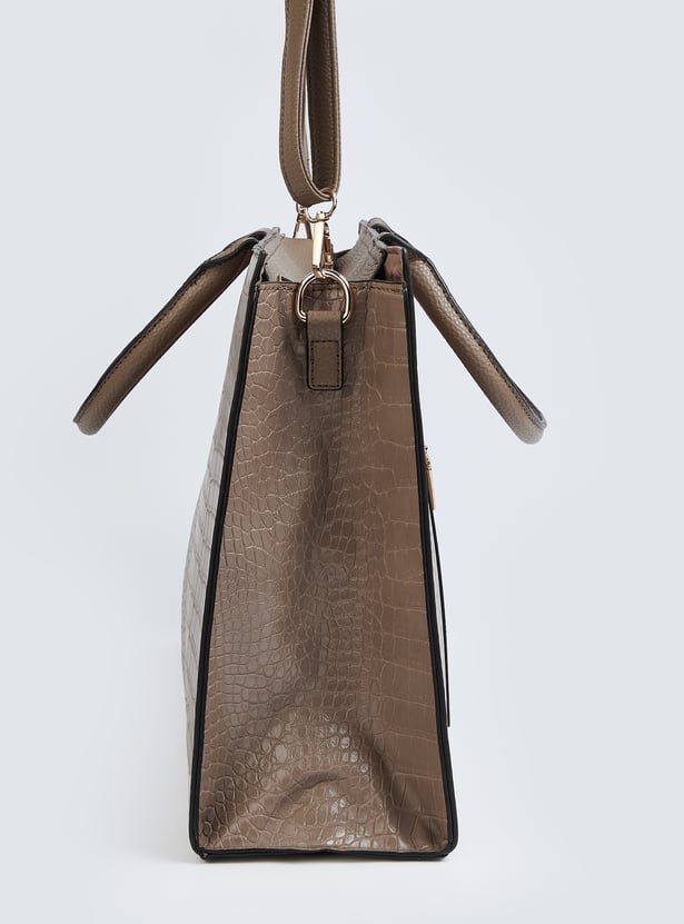 Women Croc-Textured Handheld Bag