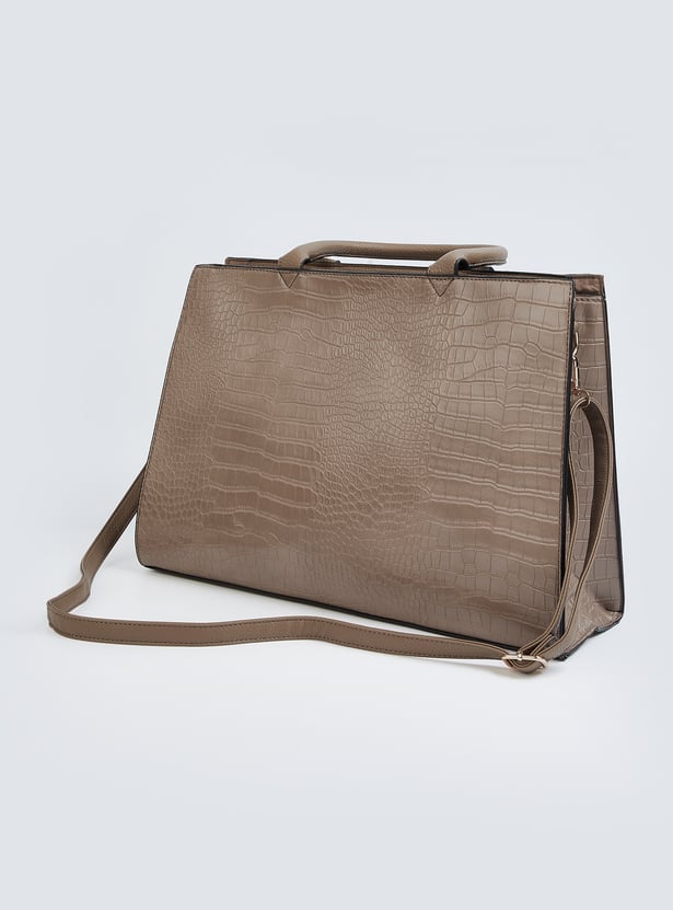 Women Croc-Textured Handheld Bag