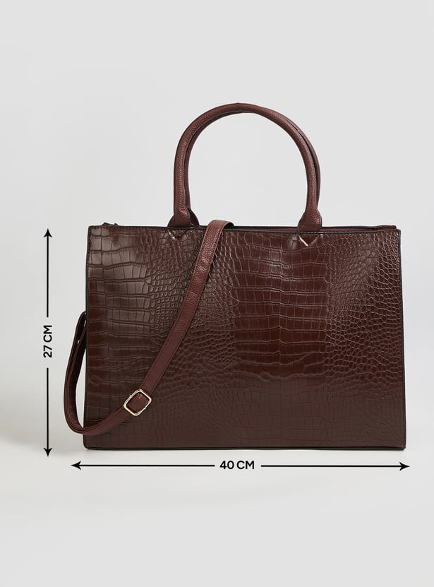 Women Croc-Textured Handheld Bag