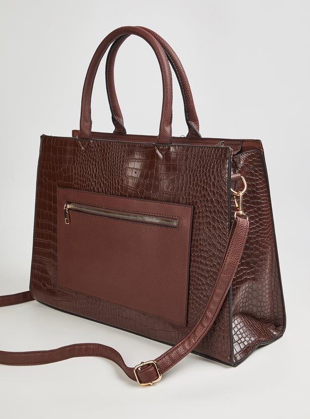 Women Croc-Textured Handheld Bag
