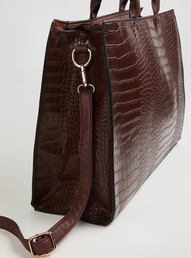 Women Croc-Textured Handheld Bag