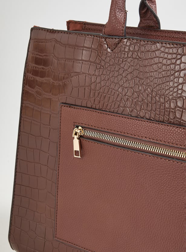 Women Croc-Textured Handheld Bag