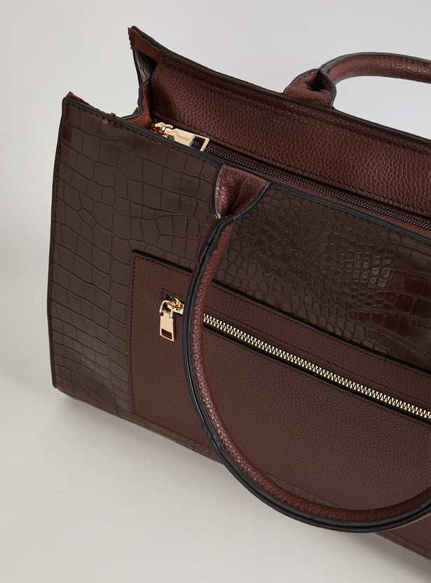 Women Croc-Textured Handheld Bag